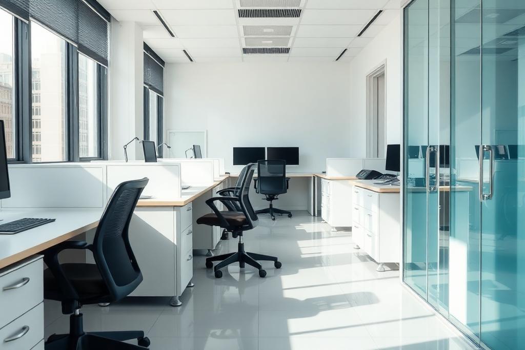 Tidy office interior after a commercial clean