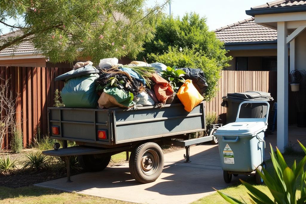 Trailer loaded with garden waste and household rubbish